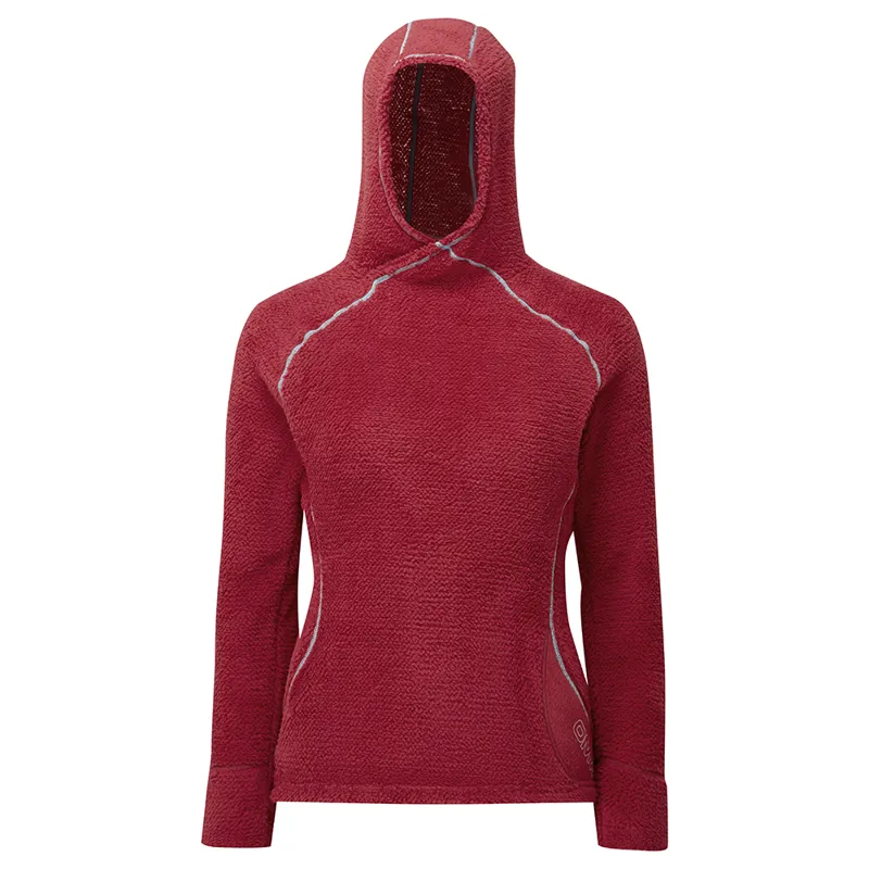 OMM Core+ Hoodie Women's Thermal Top in Dark Red-1